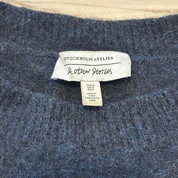 Stockholm Atelier & Other Stories Women S Sweater Wool Alpaca Blend Slits Blue - Picture 4 of 7